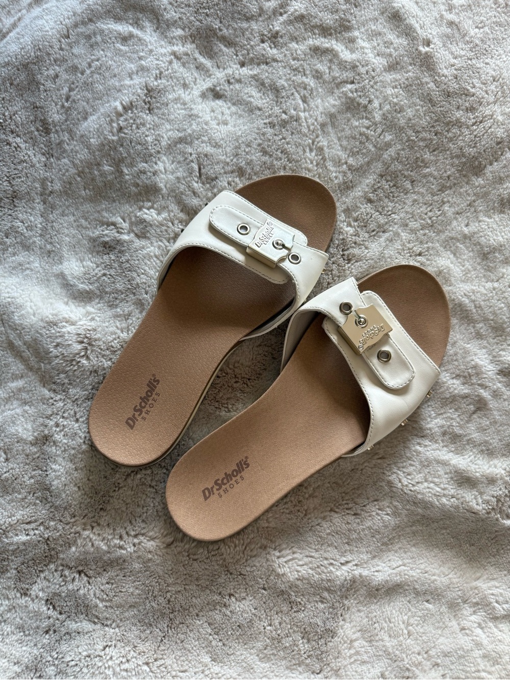 Dr. Scholl's women’s Cream Slide Sandals Velcro adjustable 8.5